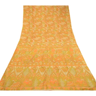 Sanskriti Vintage Sarees Multi 100% Pure Silk Printed Sari Floral Craft Fabric, PR-60643