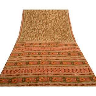 Sanskriti Vintage Sarees 100% Pure Silk Printed Sari Soft Decor 5Yd Craft Fabric, PR-53261