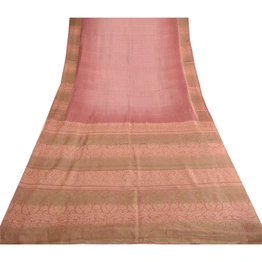 Sanskriti Vintage Sarees From Indian Mauve Printed Pure Silk Sari Craft Fabric, PR-63652