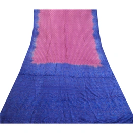 Sanskriti Vintage Sarees Purple Pure Silk Bandhani Printed Sari 5Yd Craft Fabric, PR-63825