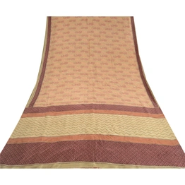 Sanskriti Vintage Sarees Indian Multi Printed Pure Silk Sari Soft Craft Fabric, PR-63765