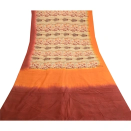 Sanskriti Vintage Sarees Multi 100% Pure Silk Printed Sari 5Yd Soft Craft Fabric, PR-61585