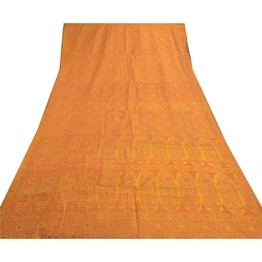 Sanskriti Vintage Mustard Sarees Art Silk Woven Premium Indian Sari Fabric, PS-57324