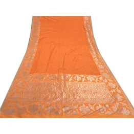 Sanskriti Vintage Saffron Sarees Blend Silk Woven Indian Sari Cultural Fabric, PS-57727