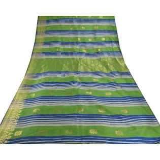 Sanskriti Vintage Green Sarees Art Silk Brocade Woven Craft Fabric Premium Sari, PS-53579