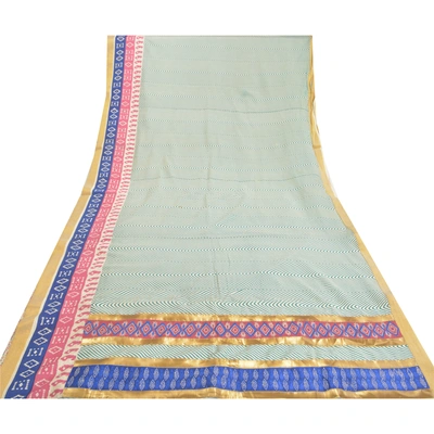 Sanskriti Vintage Indian Sarees Pure Cotton Embroidered Premium Sari Fabric, PS-57837