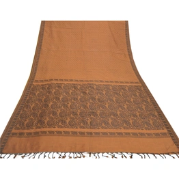 Sanskriti Vintage Brown Indian Sari Blend Silk Woven Sarees Craft Premium Fabric, PS-55747