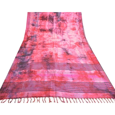 Sanskriti Vintage Pink Sarees Pure Silk Woven Premium Sari Tie & Dye Fabric, PS-57550