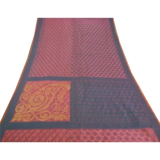 Sanskriti Vintage Pink Sarees Blend Silk Woven Craft 5 Yd Fabric Sari Paisley, PS-52307