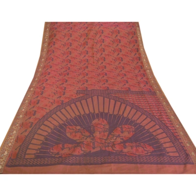 Sanskriti Vintage Pink Sarees Art Silk Woven Printed Craft Fabric Premium Sari, PS-51696