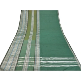 Sanskriti Vintage Green Sarees Art Silk Woven Craft Fabric 5 Yard Decor Sari, PS-54472