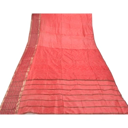 Sanskriti Vintage Indian Peach Sarees Blend Silk Woven Zari Premium Sari Fabric, PS-54280