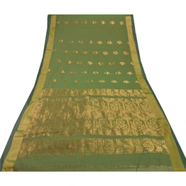 Sanskriti Vintage Green Indian Sari Art Silk Woven Brocade Premium Fabric Sarees, PS-54110