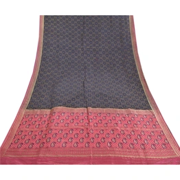 Sanskriti Vintage Sarees Pure Silk Woven Brocade & Handmade Kantha Sari Fabric, PS-58158