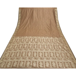 Sanskriti Vintage Brown Sarees Art Silk Woven Baluchari Premium Sari Fabric, PS-56406