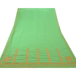 Sanskriti Vintage Indian Sarees Georgette Hand Beaded Craft Fabric Premium Sari, PS-47151