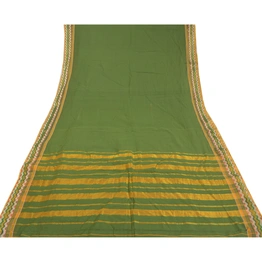 Sanskriti Vintage Green Sarees 100% Pure Cotton Woven Premium Sari Craft Fabric, PS-58279