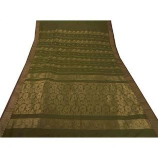 Sanskriti Vintage Sarees Art Silk Woven Green Fabric Premium Sari With Blouse, PS-50395