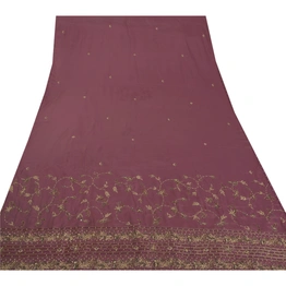 Sanskrit Vintage Purple Sarees Art Silk Hand Beaded Pre Stitched Lehenga Sari, PS-38616