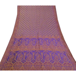 Sanskriti Vintage Purple Sarees Art Silk Hand-Woven Cultural Sari Craft Fabric, PS-58071