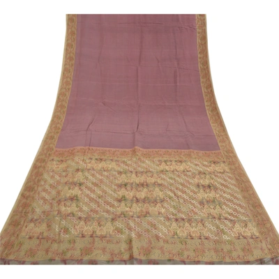 Sanskriti Vintage Purple Sarees 100% Pure Silk Woven & Ikat Sari Premium Fabric, PS-58236