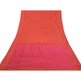 Sanskriti Vintage Orange Sarees Pure Cotton Hand-Woven Premium Sari Craft Fabric, PS-58563