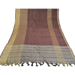 Sanskriti Vintage Brown Indian Sarees Blend Silk Woven Premium Sari Craft Fabric, PS-58760