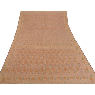 Sanskriti Vintage Peach Sarees 100% Pure Cotton Woven Craft Fabric Premium Sari, PS-51602