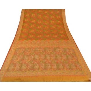 Sanskriti Vintage Indian Sari 100% Pure Silk Woven Printed Craft Fabric Sarees, PS-52655