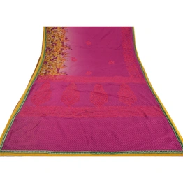 Sanskriti Vintage Pink Sarees Blend Silk Embroidered Craft Fabric Cultural Sari, PS-52837