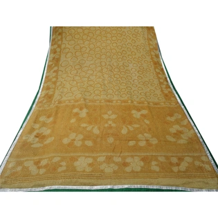 Sanskriti Vintage Green Sarees Blend Silk Woven Embroidered Craft Fabric Sari, PS-53284