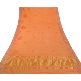 Sanskriti Vintage Sarees Blend Cotton Embroidered Woven Fabric Premium Sari, PS-54041