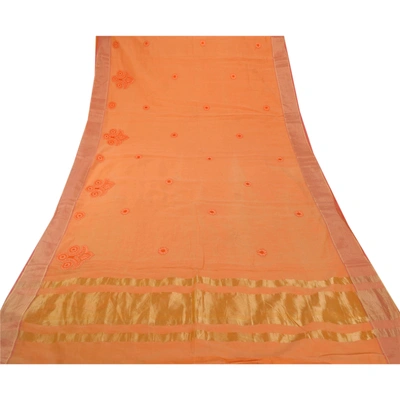 Sanskriti Vintage Sarees Blend Cotton Embroidered Woven Fabric Premium Sari, PS-54041