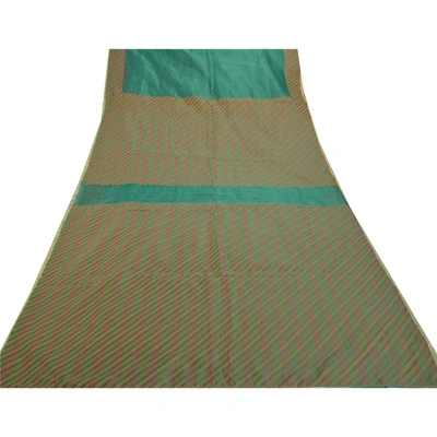 Sanskriti Vintage Green Sarees Art Silk Woven Premium Sari 5 Yard Craft Fabric, PS-57675