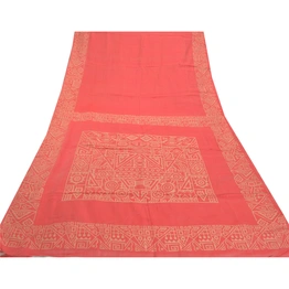 Sanskriti Vintage Hand-Woven Cotton Silk Sarees Pink Premium Indian Sari Fabric, PS-57652