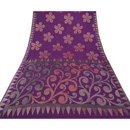 Sanskriti Vintage Purple Saree Georgette Woven Fabric Bollywood 5 Yard Sari, PS-55375