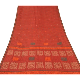 Sanskriti Vintage Rusty Orange Sarees Blend Silk Woven Craft Fabric Premium Sari, PS-54827