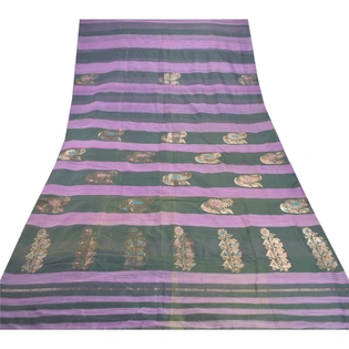 Sanskriti Vintage Purple Sarees Blend Silk Woven Craft Fabric Zari Work Sari, PS-54576