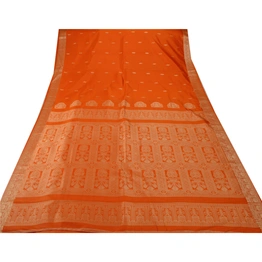 Sanskriti Vintage Orange Indian Sari Art Silk Woven Craft Fabric Premium Sarees, PS-53187