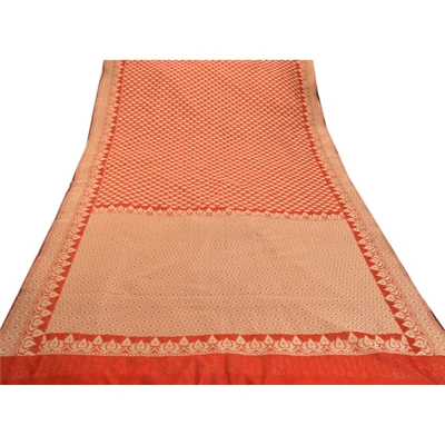 Sanskriti Vintage Indian Red Sarees Art Silk Woven Fabric Premium Cultural Sari, PS-48303