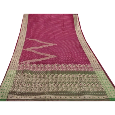 Sanskriti Vintage Pink Ethnic Sarees Art Silk Woven Brocade Fabric Premium Sari, PS-48213