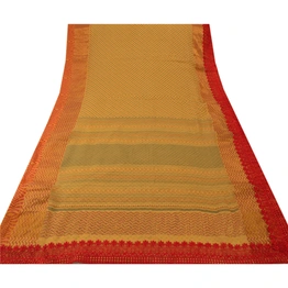 Sanskriti Vintage Sarees Cotton Embroidered Fabric Block Printed Kota 5 Yd Sari, PS-45588