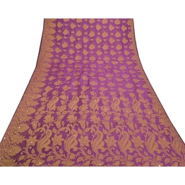 Sanskriti Vintage Purple Sarees Art Silk Hand-Woven Sari Fabric Stitched Blouse, PS-57096