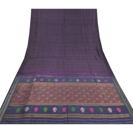 Sanskriti Vintage Purple Sarees 100% Pure Silk Hand-Woven Begumpuri Sari Fabric, PS-58152