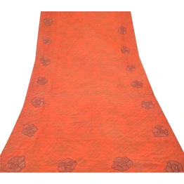 Sanskriti Vintage Orange Sarees Pure Georgette Silk Print Embroidery Sari Fabric, PRG-9471