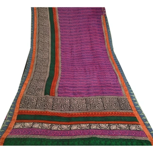 Sanskriti Vintage Multicolor Sarees Blend Georgette Printed Sari Craft Fabric, PRG-11414