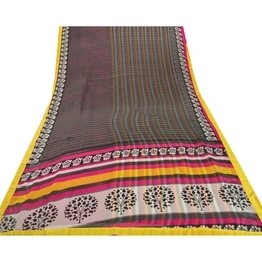 Sanskriti Vintage Pink Sarees Georgette Printed Sari With Blouse Pc Craft Fabric, PRG-6621