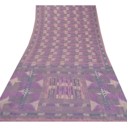 Sanskriti Vintage Purple Sarees Georgette Printed Sari 5 Yard Craft Soft Fabric, PRG-5387