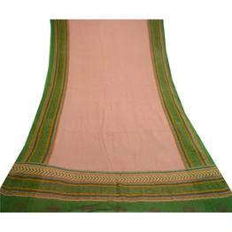 Sanskriti Vintage Pink Sarees Pure Georgette Silk Printed Sari Soft Craft Fabric, PRG-10975