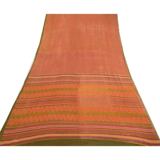 Sanskriti Vintage Saree Multi Pure Georgette Silk Printed Sari 5Yd Craft Fabric, PRG-12207